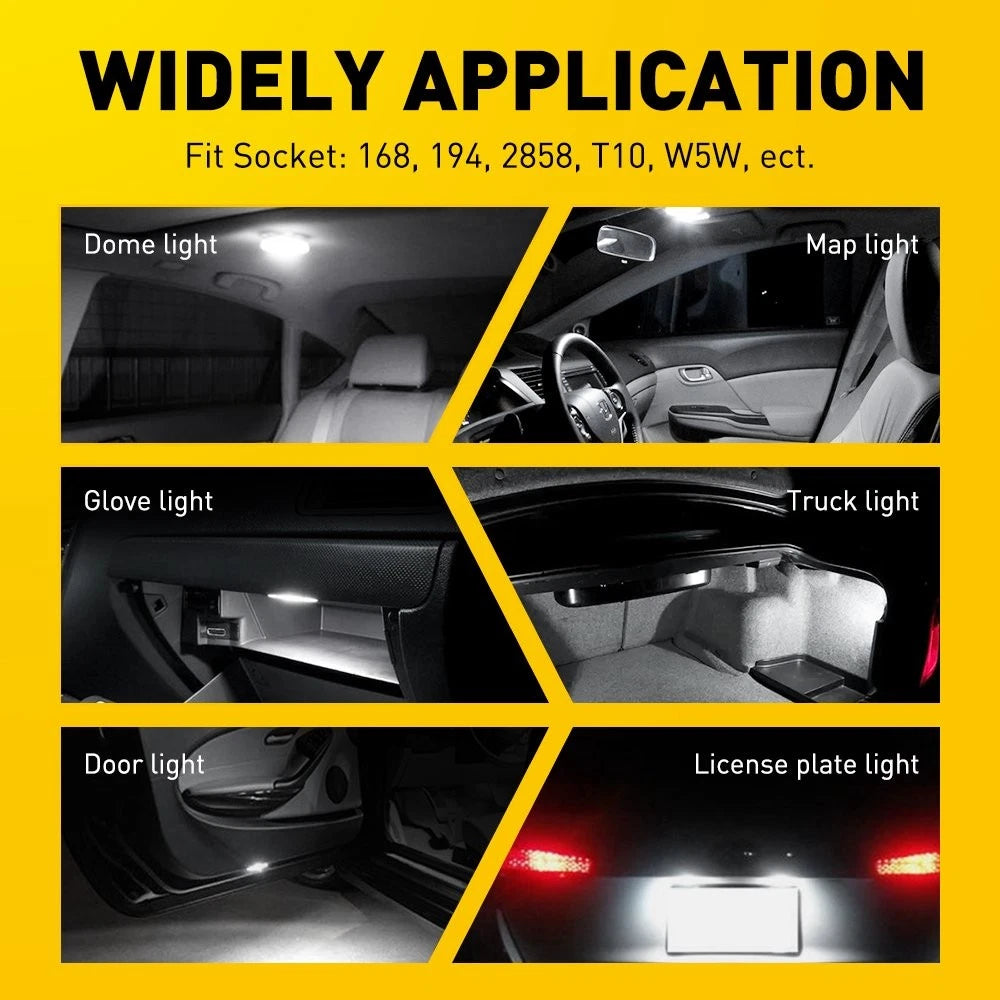 30X Super White T10 194 168 2825 LED License Plate Interior Light Bulb 6500K 2A2 6B93BC-57
