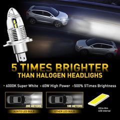 4X AUXITO LED Headlight Bulb H4 9003 HB2 Combo High Low Super White CANBUS Q10 A AUXITO