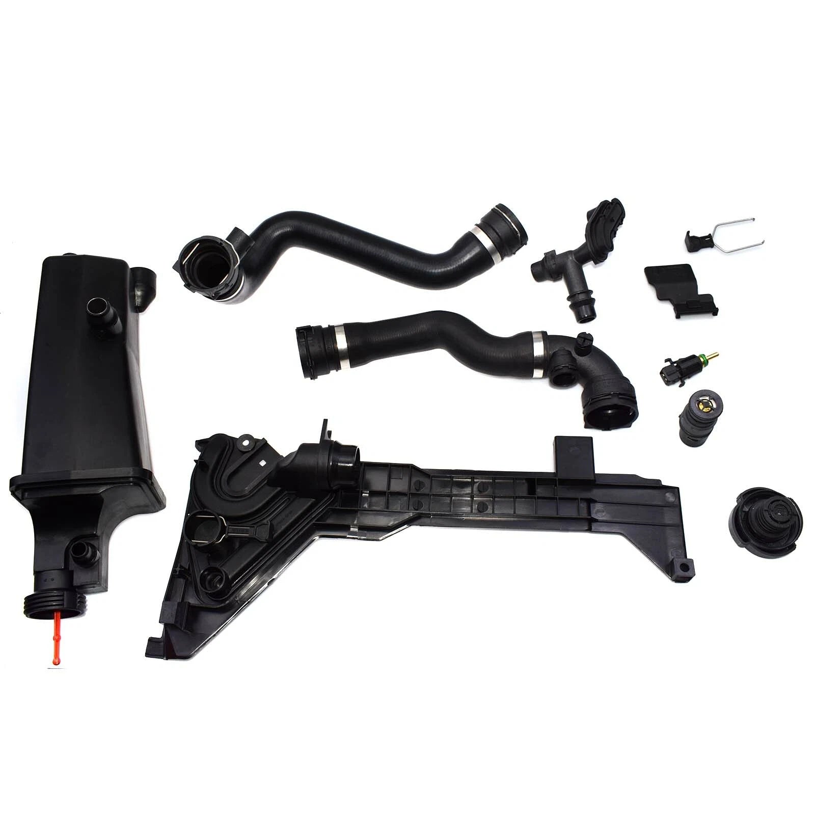 8Pcs Expansion Tank Mounting Plate Hose Thermostat Sensor Kit For BMW E46 X3 X5 6B93BC-57