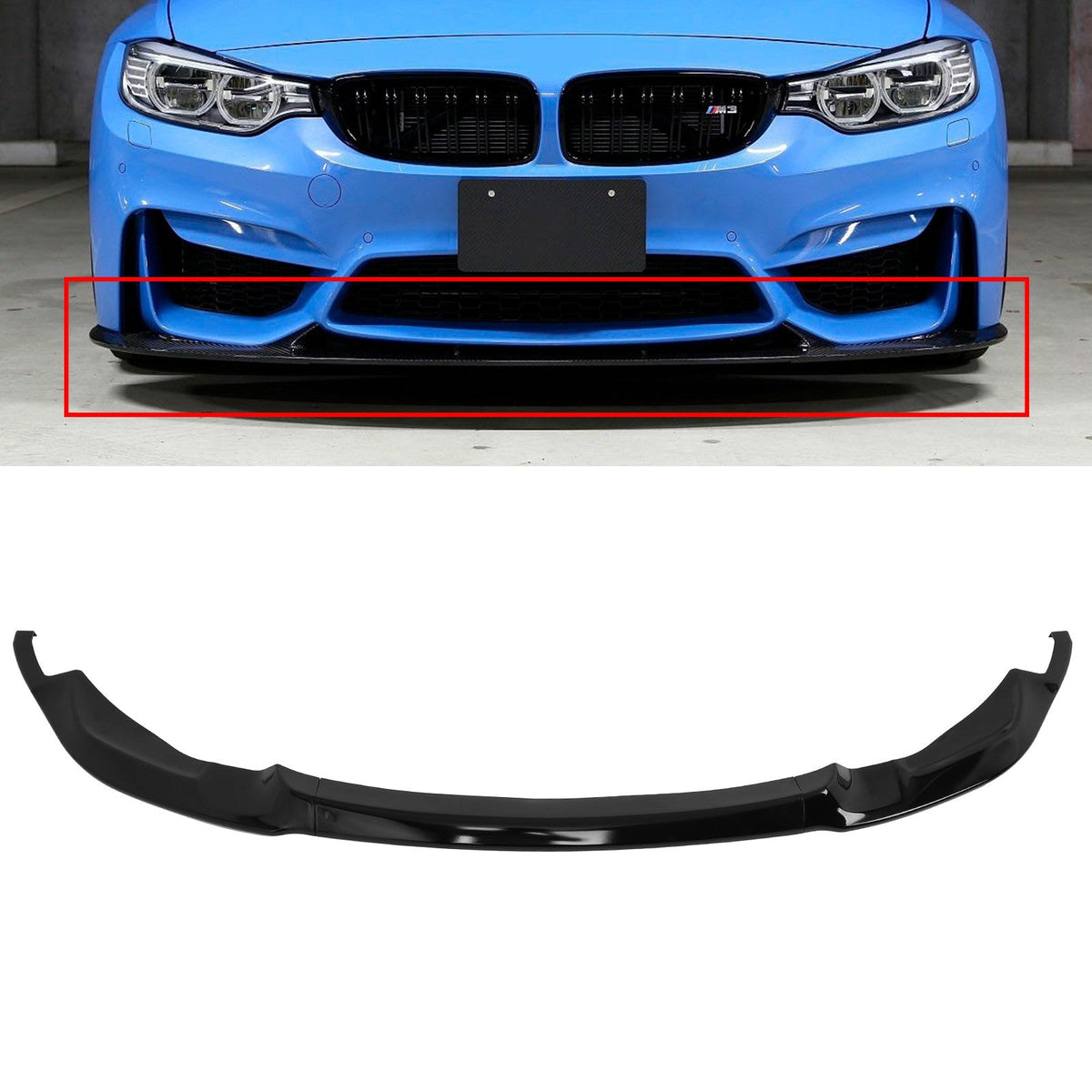 Glossy Black Fits 2015-2020 BMW F80 M3 and F82 F83 M4 Front Bumper Lip Spoiler 6B93BC-57