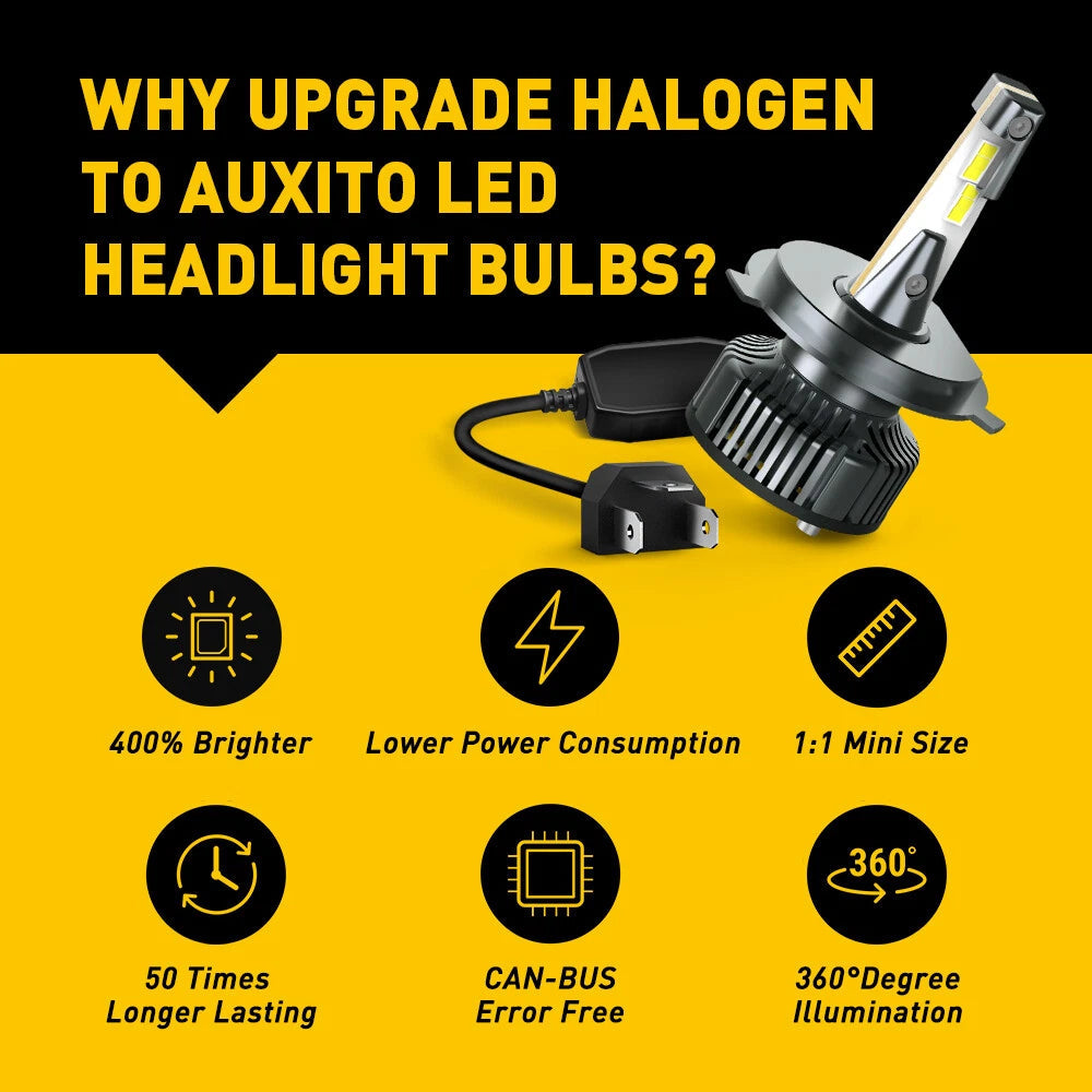 AUXITO H4 H7 H11 H13 9006 9007 9012 LED Headlight Bulb High Low Beam Lamp USEA AUXITO