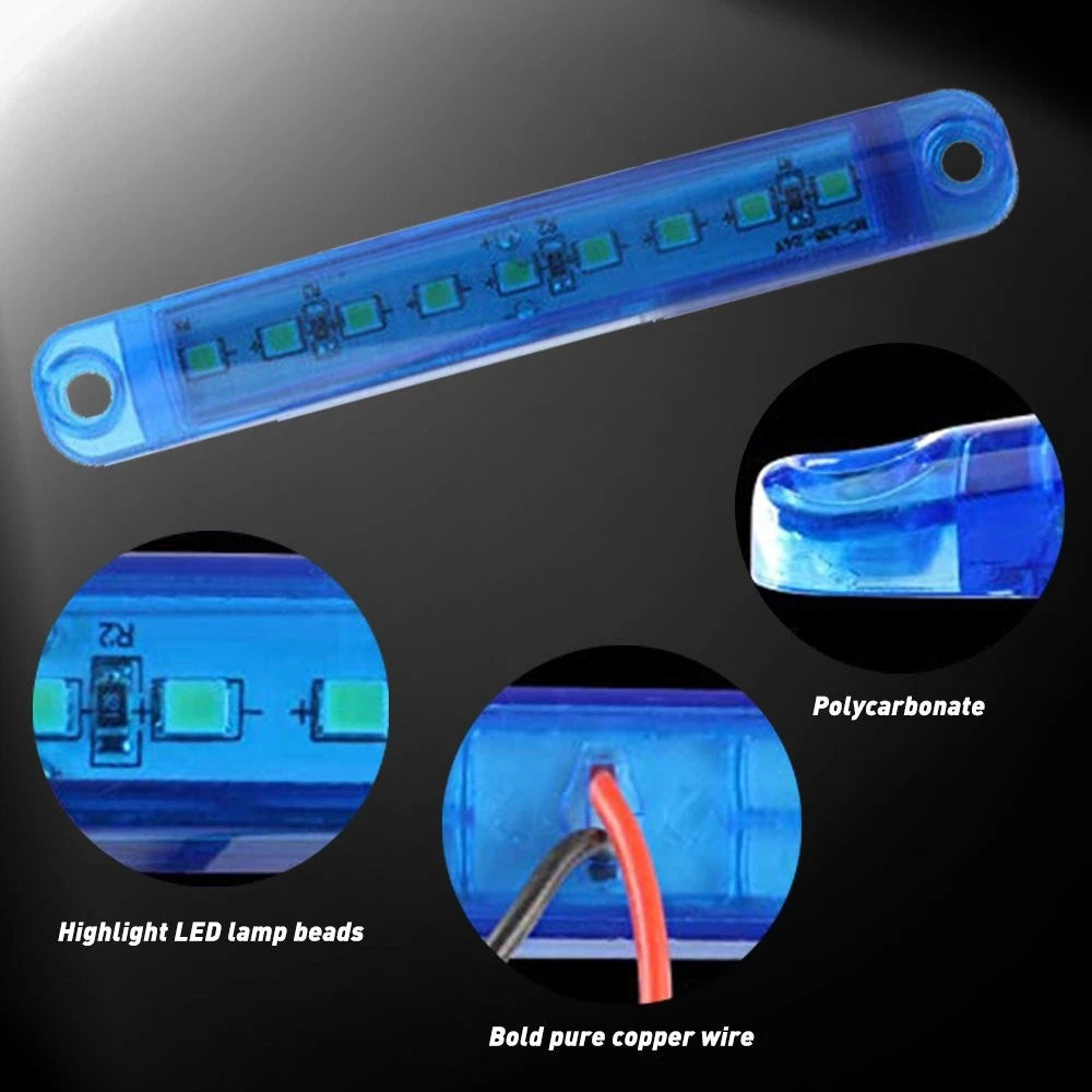 10X 12V Blue LED Side Clearance Marker Truck Trailer Van Lights Waterproof Lamp 6B93BC-57
