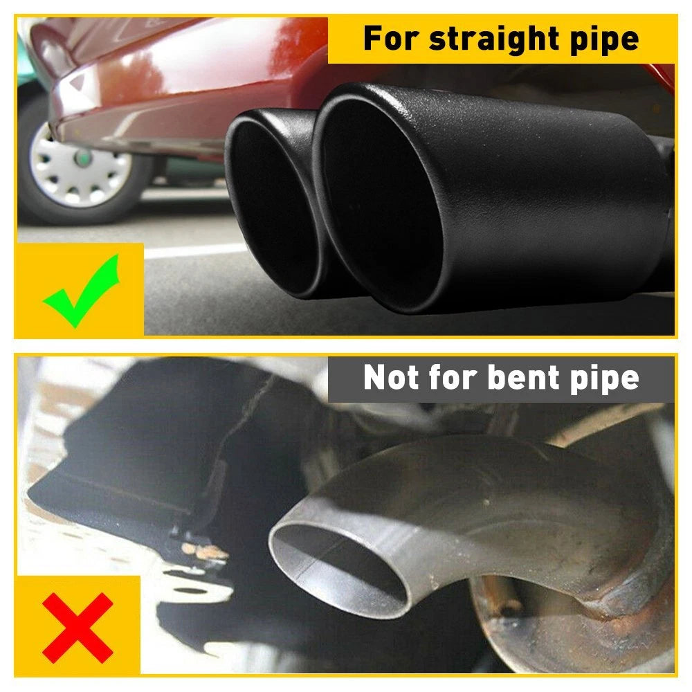 Black Stainless Steel Car Dual Rear Exhaust Pipe Tail Muffler Throat Tip Round 6B93BC-57