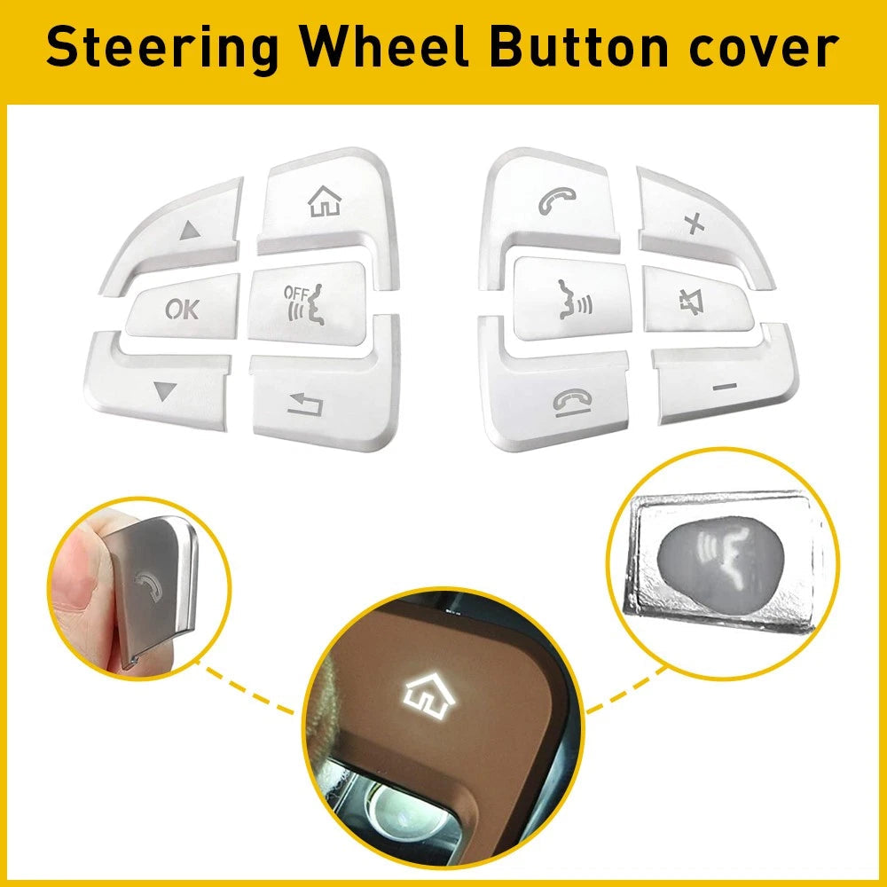 Steering Wheel Button Silver Trim For Mercedes Benz GLC C Class W205 2015-18 EOA 6B93BC-57