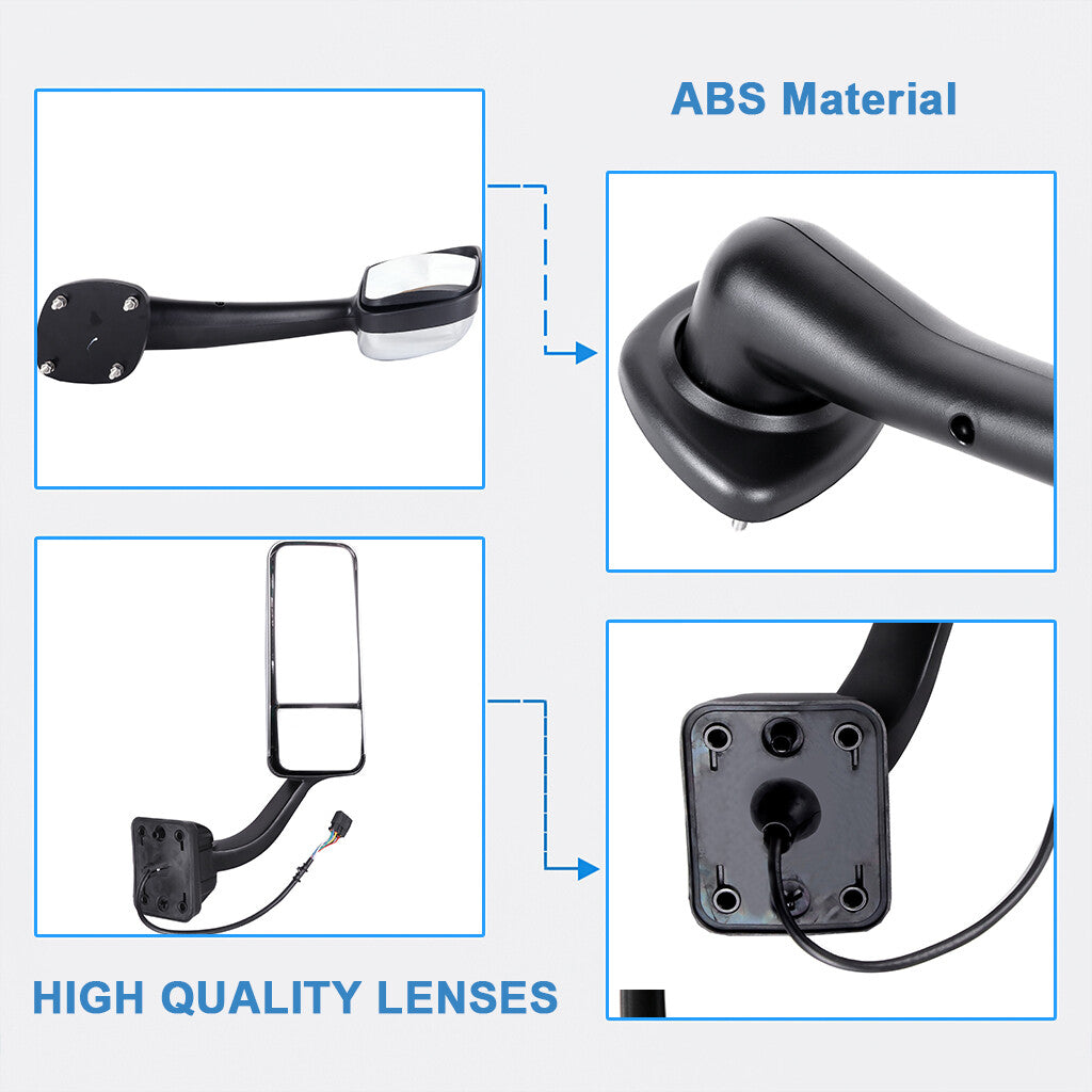 4PCS For 08-13 Freightliner Cascadia Manual Hood & Power Heated Door Mirrors 6B93BC-57