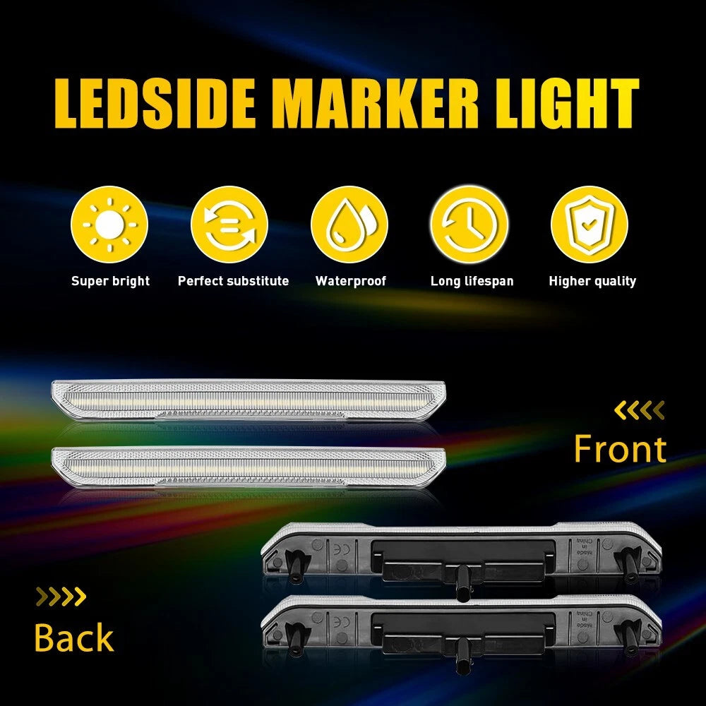 Clear White LED Wheel Fender Side Lights For 2020-2023 GMC Sierra 2500HD 3500HD 6B93BC-57