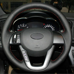 Top Leather Steering Wheel Hand-stitch on Wrap Cover For Kia K5 2011-2013 Optima