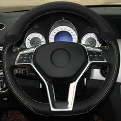 Top Leather Steering Wheel Hand-stitch on Wrap Cover For Mercedes Benz GLK 260