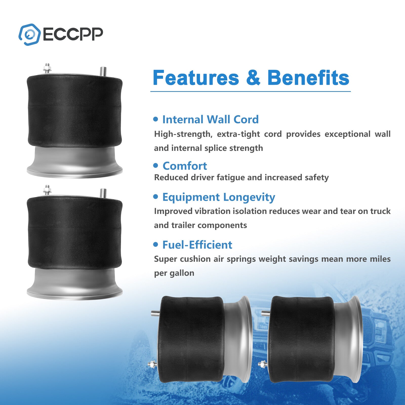 4pcs Air Suspension Air Springs For Freightliner CC Goodyear W01-358-9781 6B93BC-57