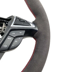 Black Suede Leather Steering Wheel Hand Sewing Wrap Cover For Ford Fusion/Edge