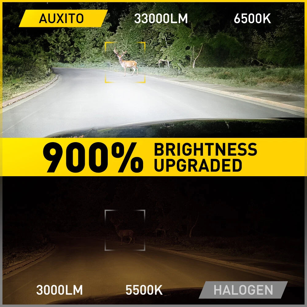 2PC AUXITO 9007 HB5 LED Headlight Super Bright Bulbs Kit HIGH/LOW 6500K White EA AUXITO