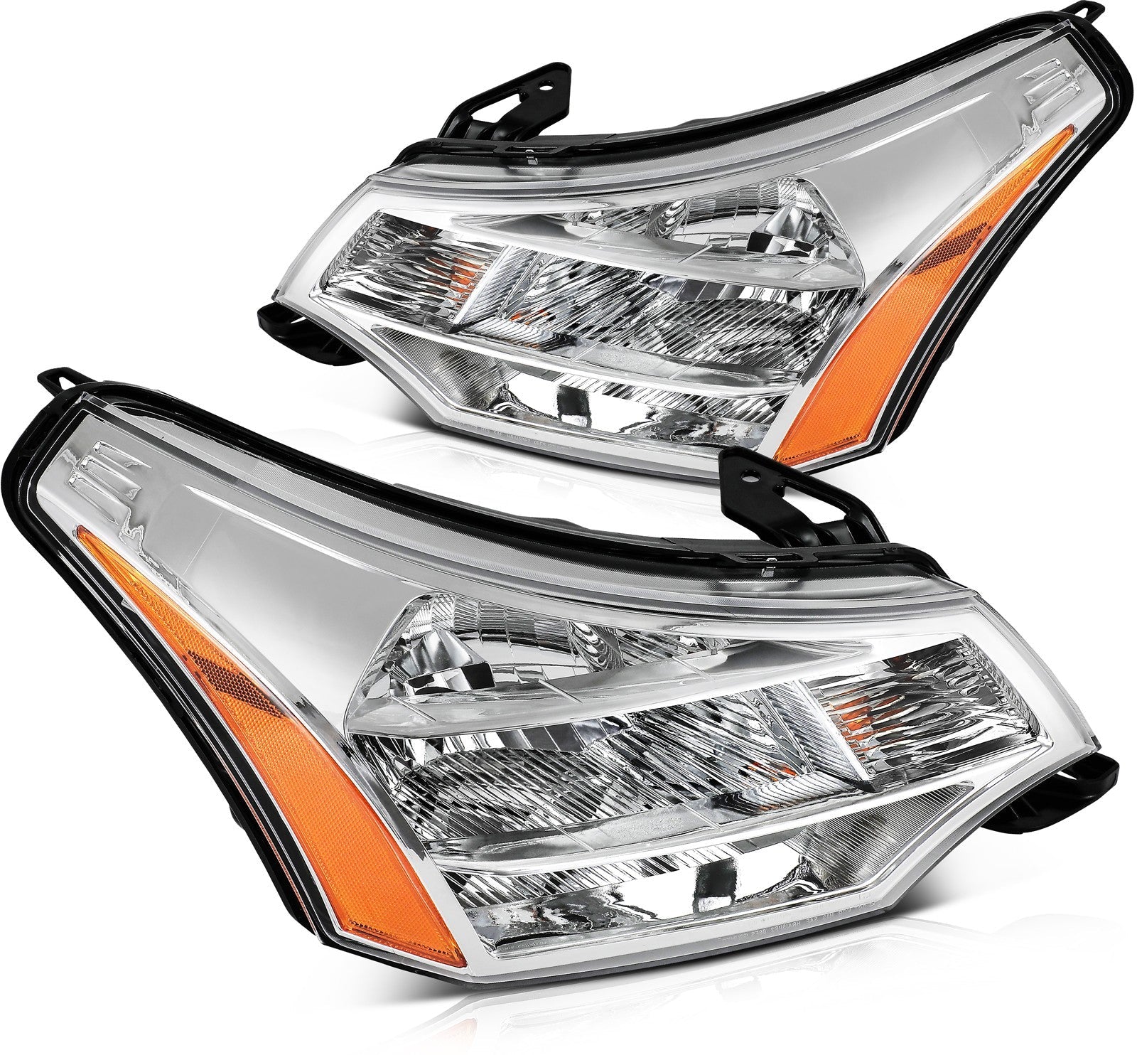 ECCPP Headlights Assembly For Ford Focus 2.0L 2.5L 2008-2011 Pair Chrome Amber 6B93BC-57