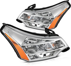 ECCPP Headlights Assembly For Ford Focus 2.0L 2.5L 2008-2011 Pair Chrome Amber 6B93BC-57