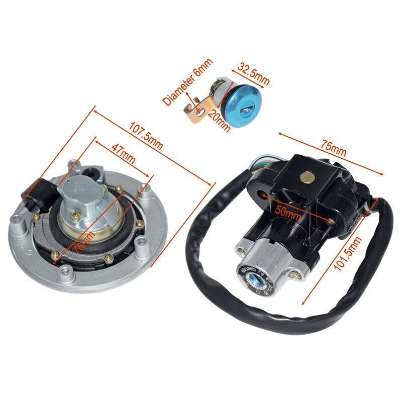 Ignition Switch Fuel Gas Cap Key Set for Suzuki SFV650 SV1000 SV650 DL650 DL1000 6B93BC-57