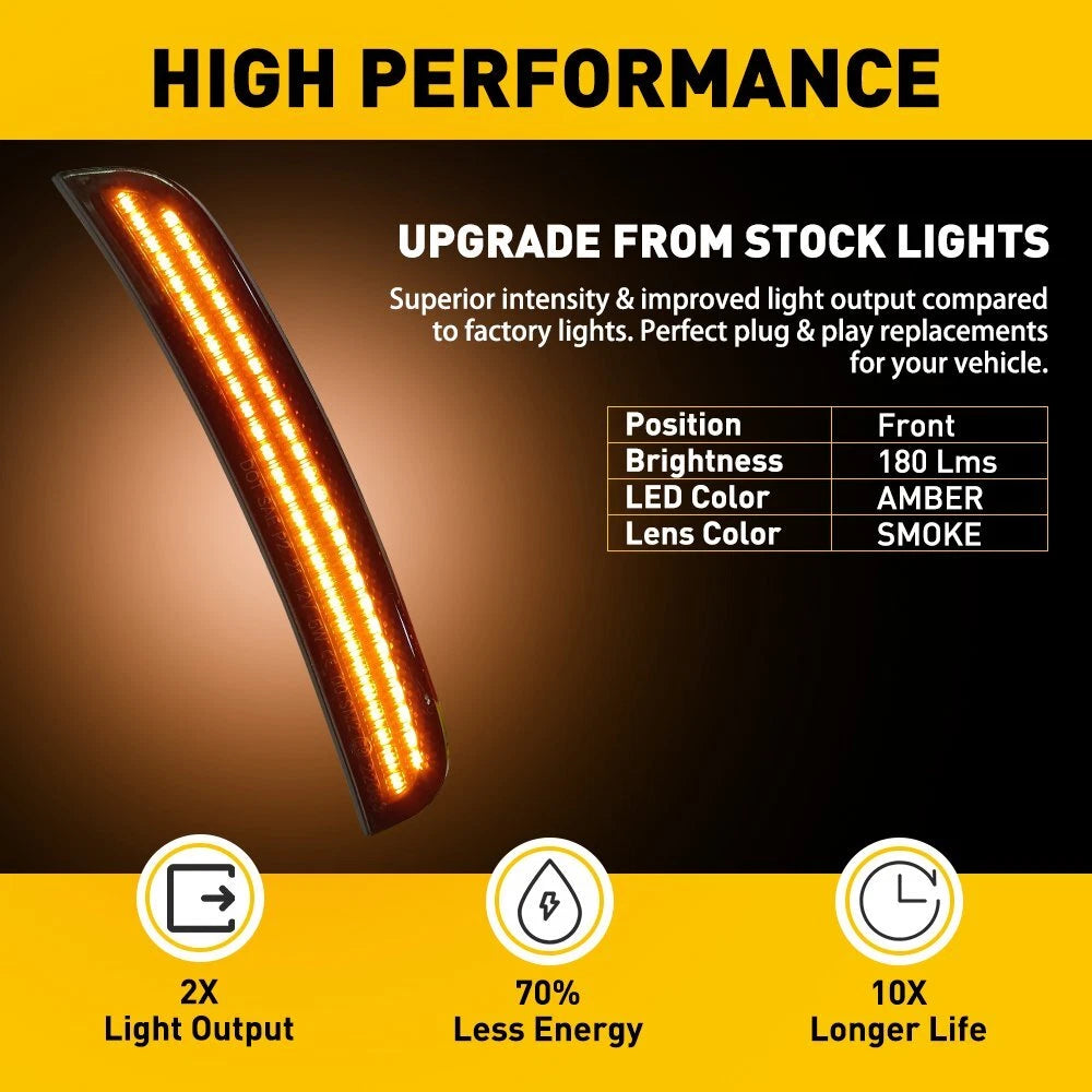 For 2015-21 Chrysler 300 Rear Front LED Side Fender Lights Marker Smoked Lamp B 6B93BC-57