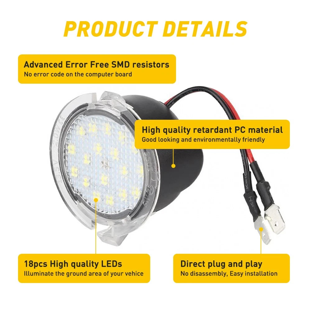 For Lincoln Navigator 07-2016 LED Side Rear View Mirror Puddle Light Bulbs 6000K 6B93BC-57