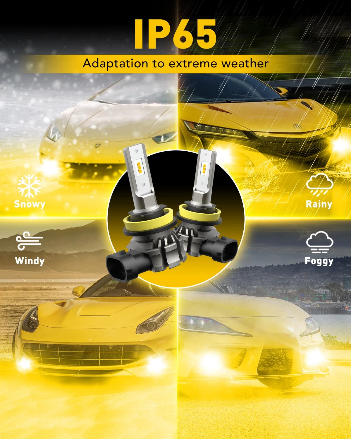 AUXITO Lamp H11 H8 H9 Amber Yellow LED Fog Light DRL Bulbs Super Bright 6000LM A AUXITO
