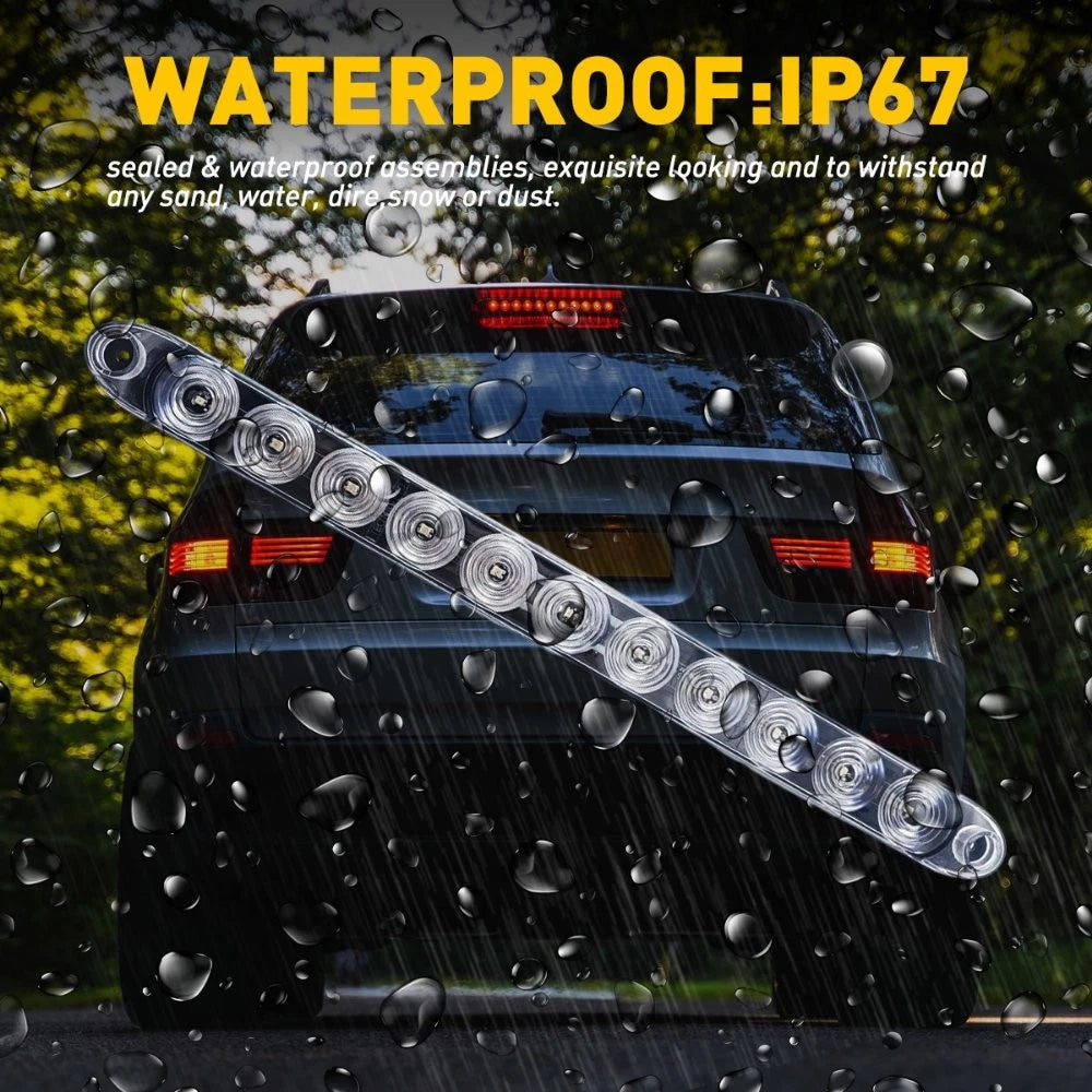 2PCS 15" Red Truck Trailer Light Bar 11 LED Stop Turn Tail Brake Lights Strip 6B93BC-57