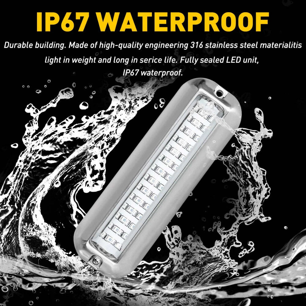 42 LED Green 316 Stainless Steel Underwater Boat Transom Marine Lights Pontoon 6B93BC-57
