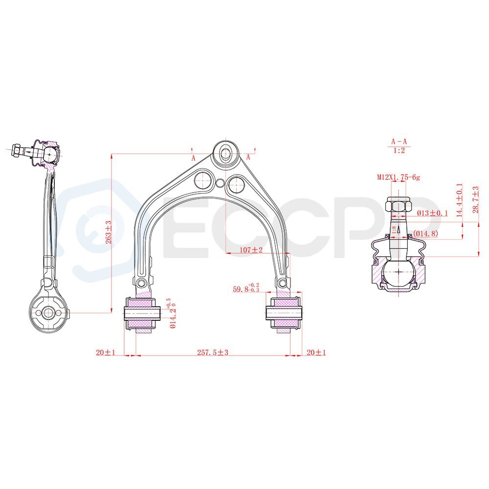 Complete 12 Upper Lower Control Arms Fits 05-09 Dodge Charger & Magnum 2WD 6B93BC-57