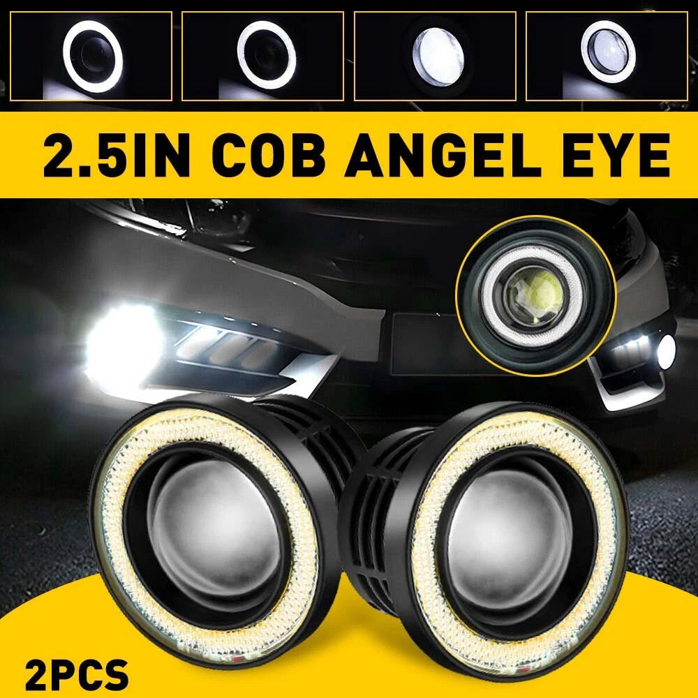 2.5" Inch COB LED Fog Light Projector Car Angel Eyes Halo Ring DRL Lamp EOA 6B93BC-57