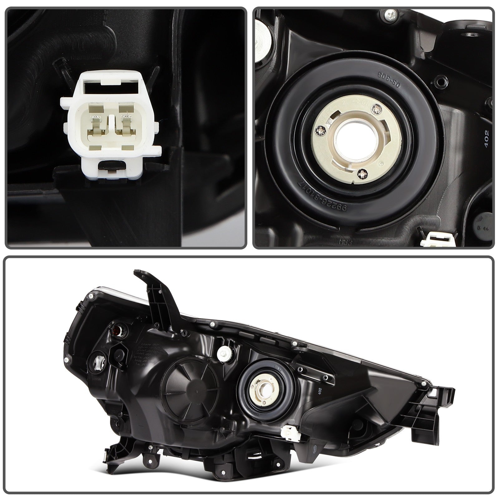 ECCPP Headlights Assembly For Toyota 4Runner 4.0L 2014-2020 Pair Kit Black Amber 6B93BC-57