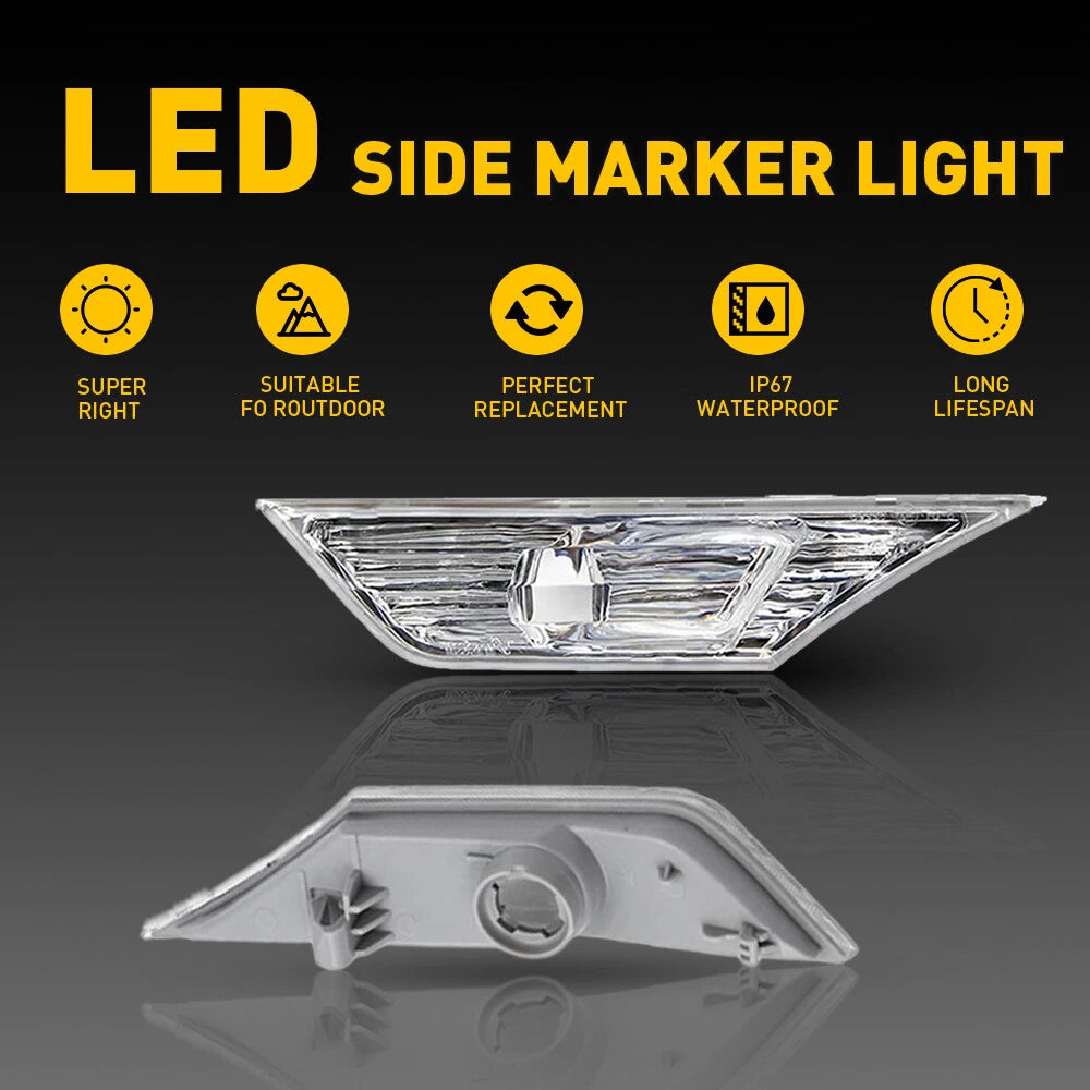 Pair Clear LED Side Lamp Turn Marker Signal Light For Honda Civic 2016-20 2021 6B93BC-57
