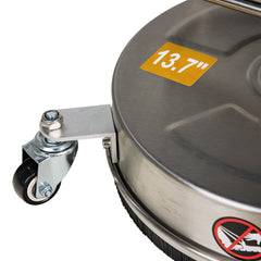 13.7" Pressure Washer Surface Cleaner 4000PSI w/Handles & Wheels Stainless Steel