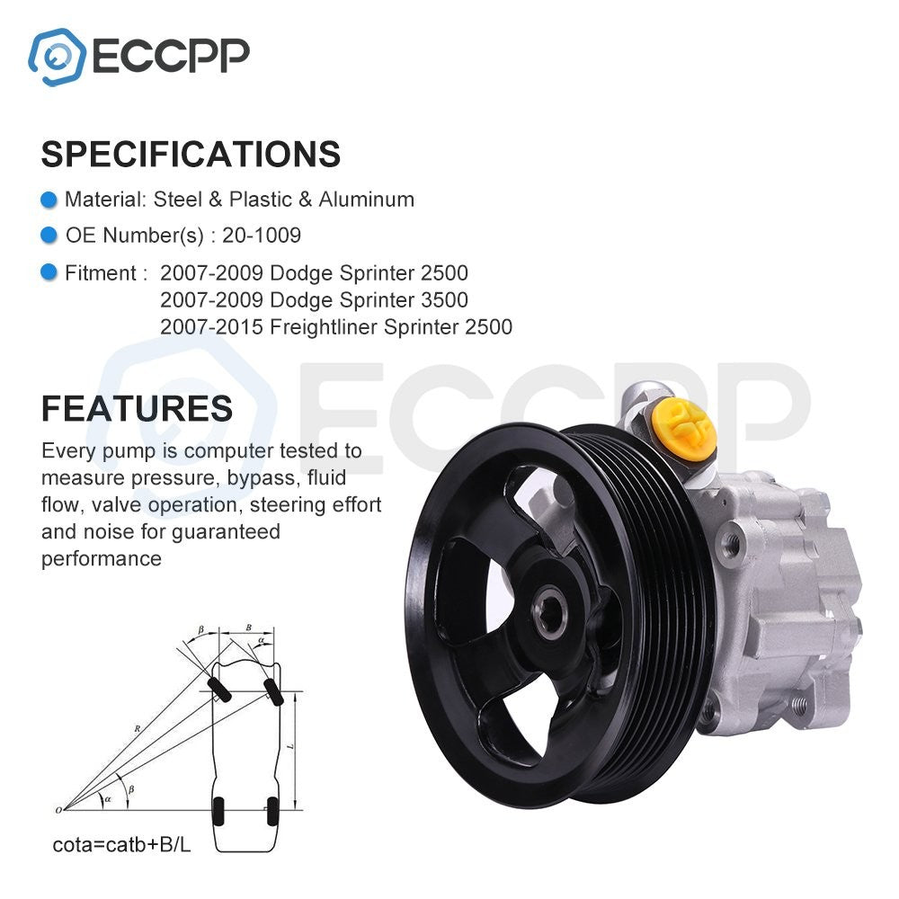 ECCPP Power Steering Pump Fit For Dodge Sprinter 2500 Freightliner Sprinter 3500 6B93BC-57