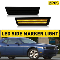 2x Smoked Lens Front Bumper LED Side Marker Light For 2008-2014 Dodge Challenger 6B93BC-57
