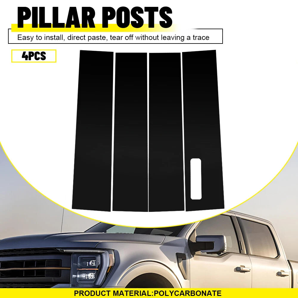 For 2015-2021 Ford F-150 Gloss Black Door Side Window Pillar Posts Cover Trims A 6B93BC-57