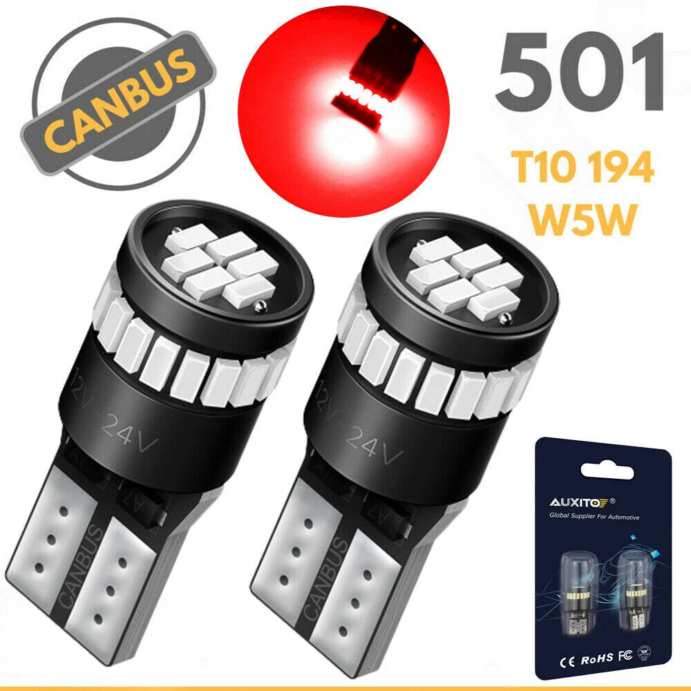 10Pcs Red T10 LED SMD Car Side Marker Interior Light Dome Map Bulbs W5W 194 168 6B93BC-57
