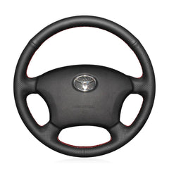 Leather Red Thread Steering Wheel Hand-stitch on Wrap Cover For Toyota Tacoma