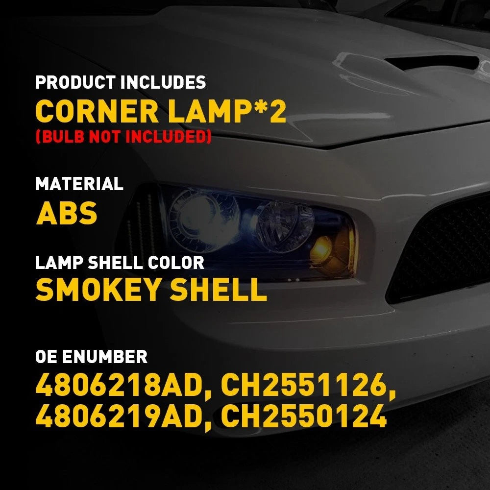 FOR 2006-2010 Dodge Charger Smoke Turning Signal Lamps Corner Lights LH RH EOA 6B93BC-57