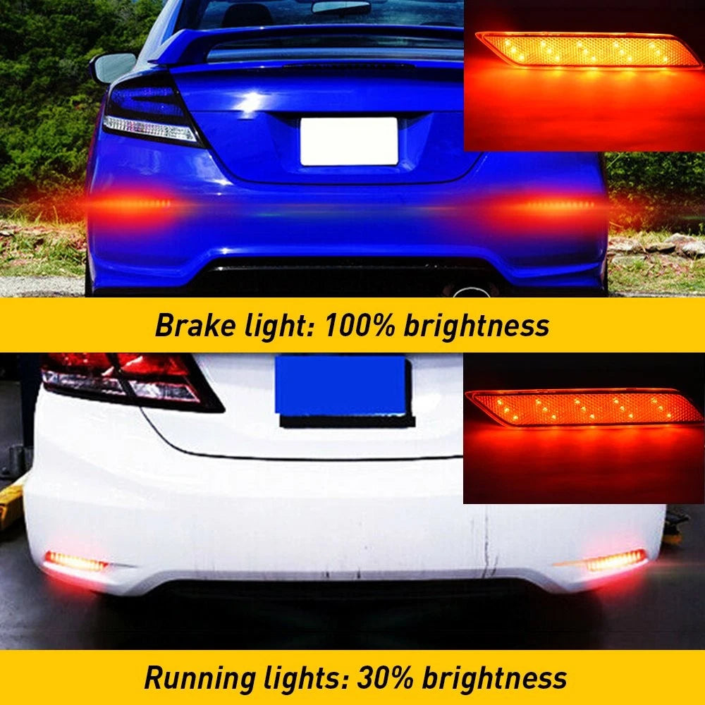 For 2013-2015 Honda Civic Sedan White Lens LED Rear Bumper Reflector Brake Light 6B93BC-57