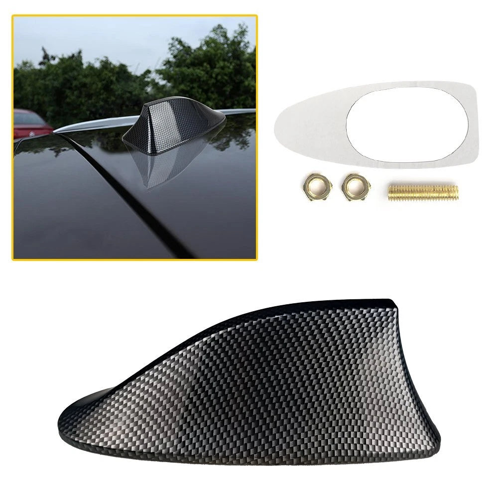 Universal Shark Fin Antenna Cover Car Signal Trim Radio AM/FM Aerial CarbonFiber 6B93BC-57