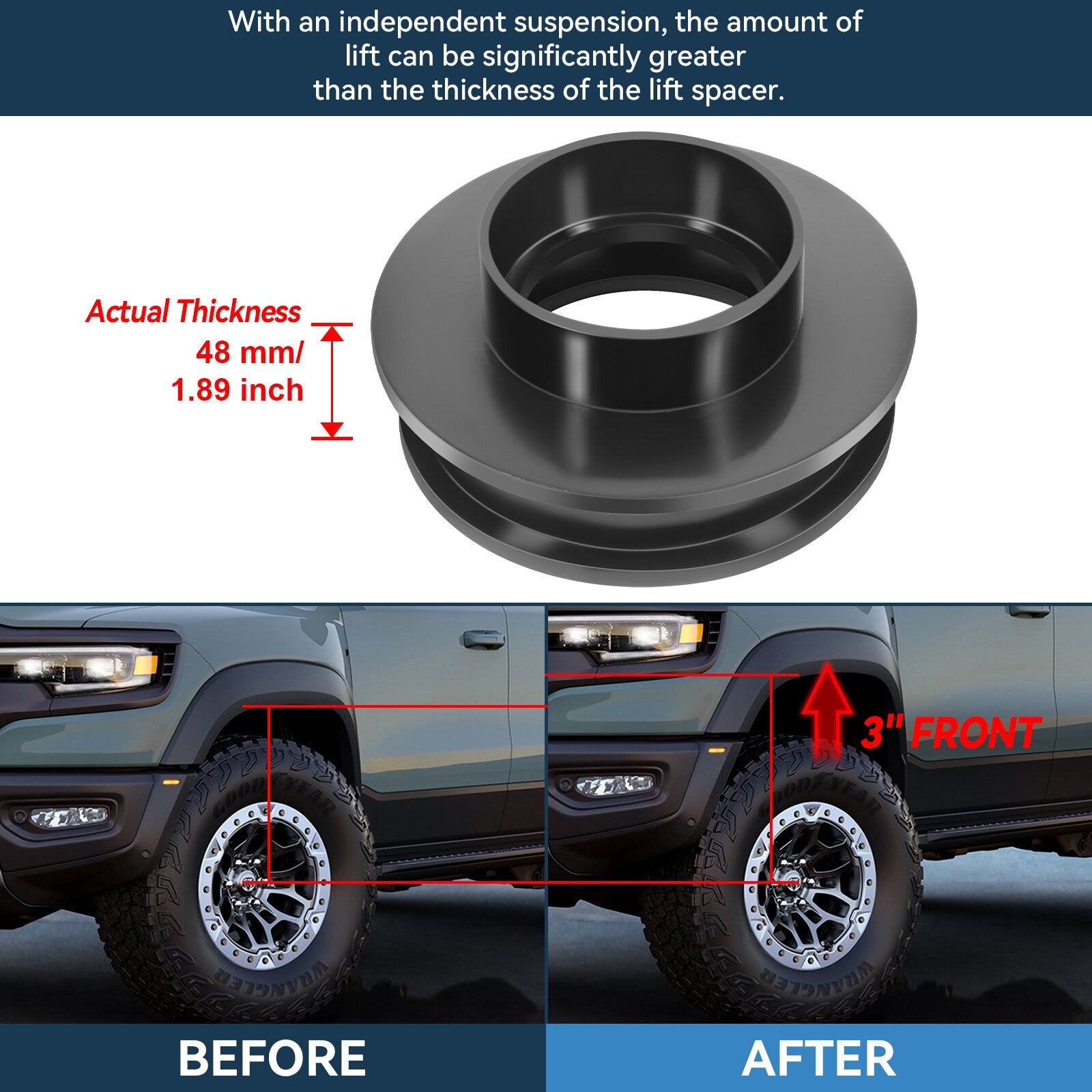 ECCPP 3" Front & 3" Rear Leveling Lift Kit For Dodge Ram 1500 2WD 2009 2010-2018 ECCPP