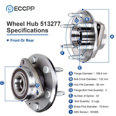 Full Set Front & Rear Wheel Hub Bearings For Chevy Traverse GMC Acadia 2009-2017 6B93BC-57