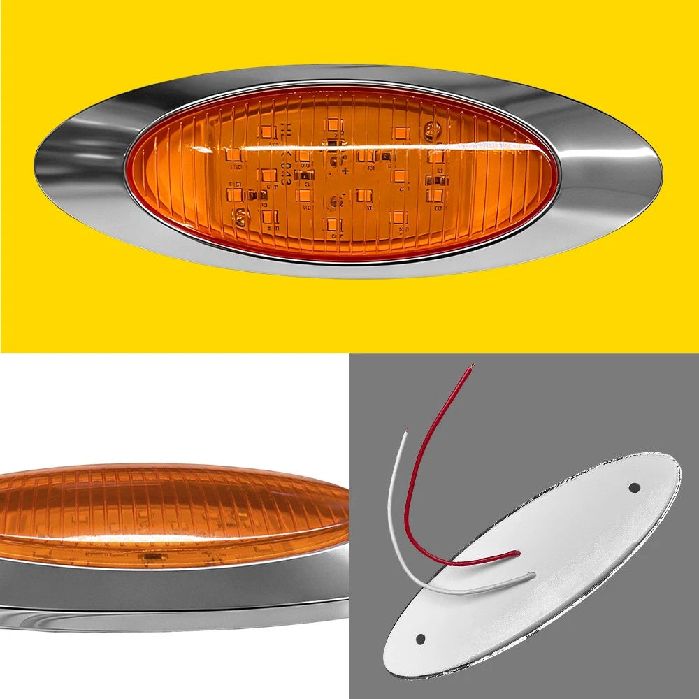 10x 6.5" Amber Oval LED Side Marker Lights Truck Trailer Semi Clearance Light EA 6B93BC-57