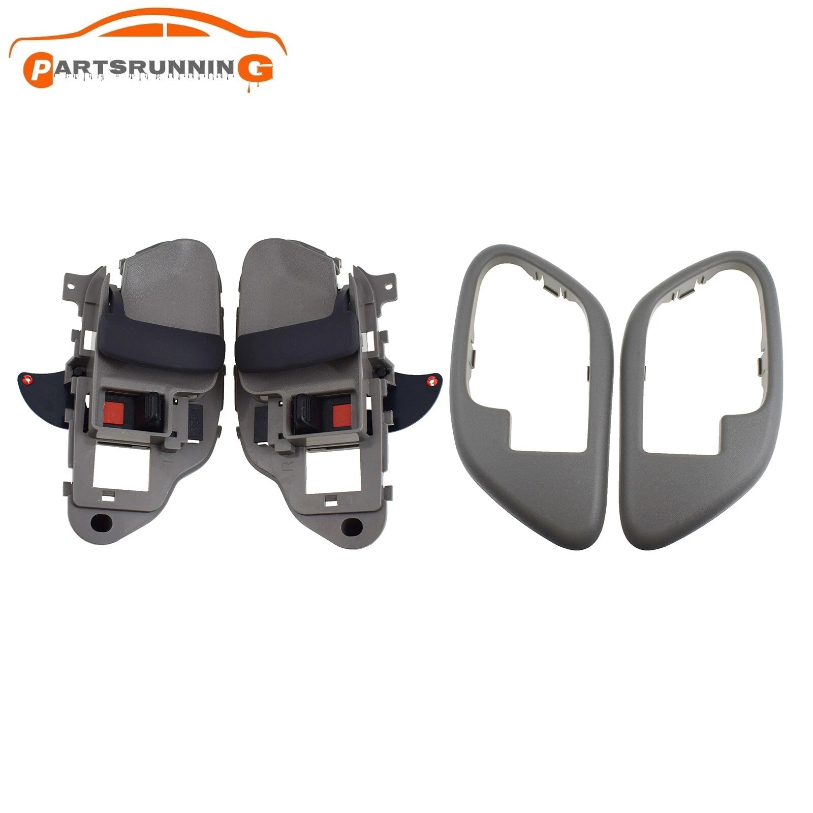 Set of 4 Interior Door Handles& Bezel Trim Gray For 1995-1999 Chevy C1500 K1500 6B93BC-57