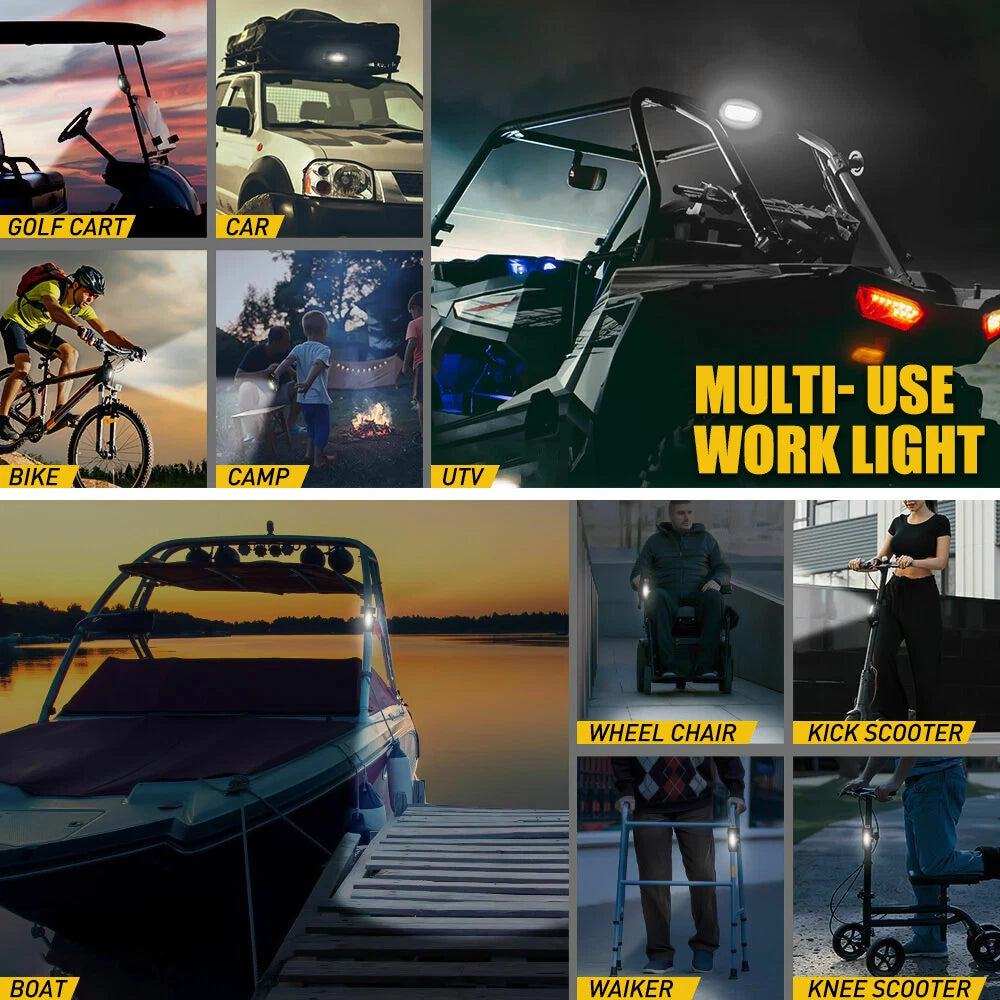LED Roll Bar Mount Light Dome Universal for UTV ATV Can Am Polaris RZR Golf Cart 6B93BC-57