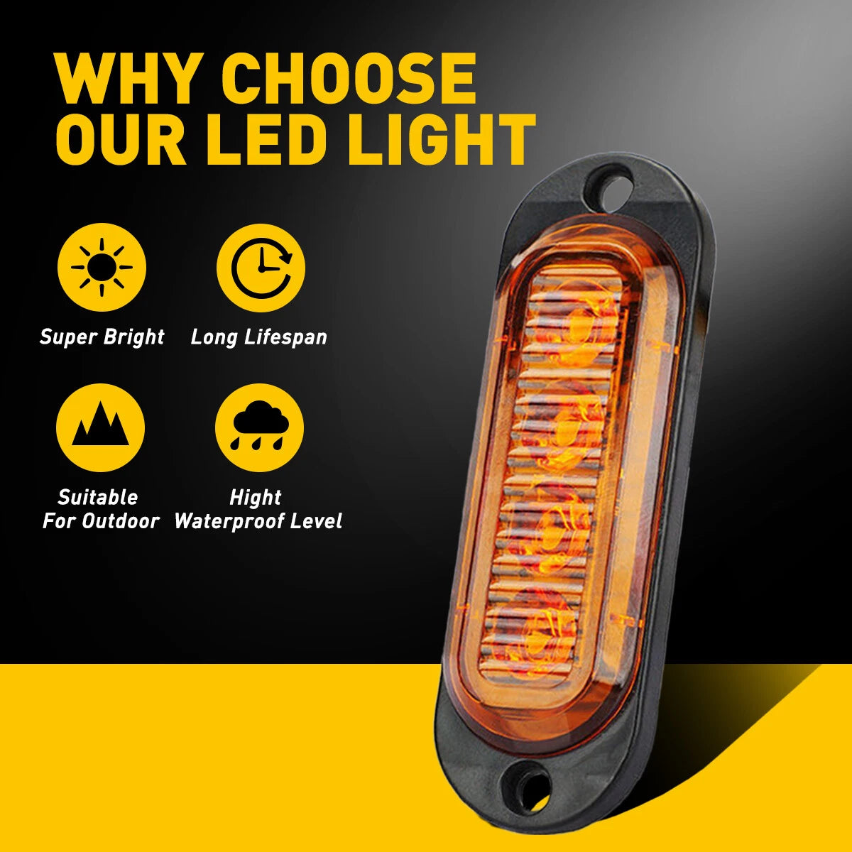 4X 4-LED Side Marker Amber Lights Clearance Light Truck Trailer RV Waterproof EA 6B93BC-57