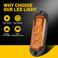 4X 4-LED Side Marker Amber Lights Clearance Light Truck Trailer RV Waterproof EA 6B93BC-57