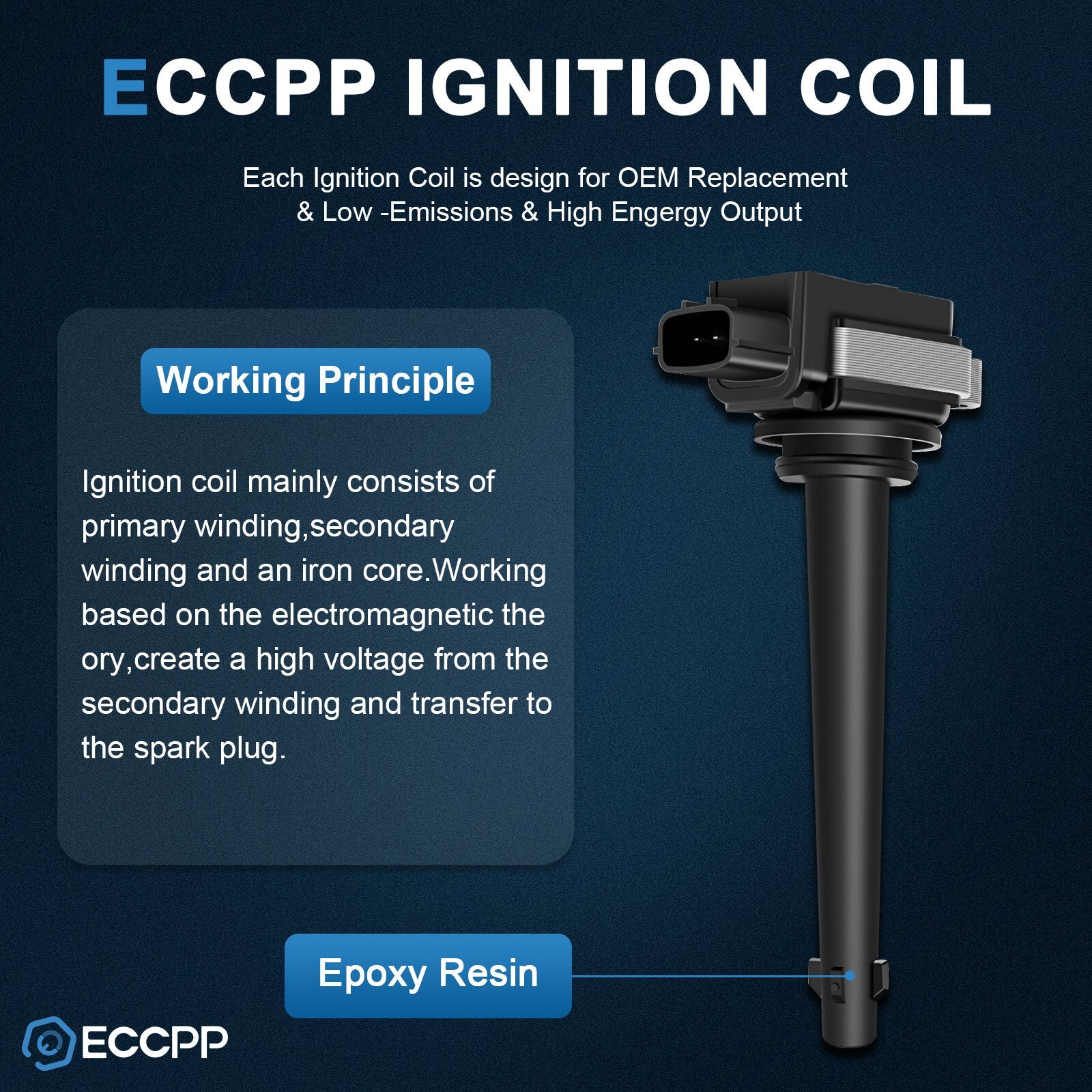 ECCPP 4 Ignition Coils For 2.0L L4 2007 2008 2009 2010 2011 2012 Nissan Sentra 6B93BC-57