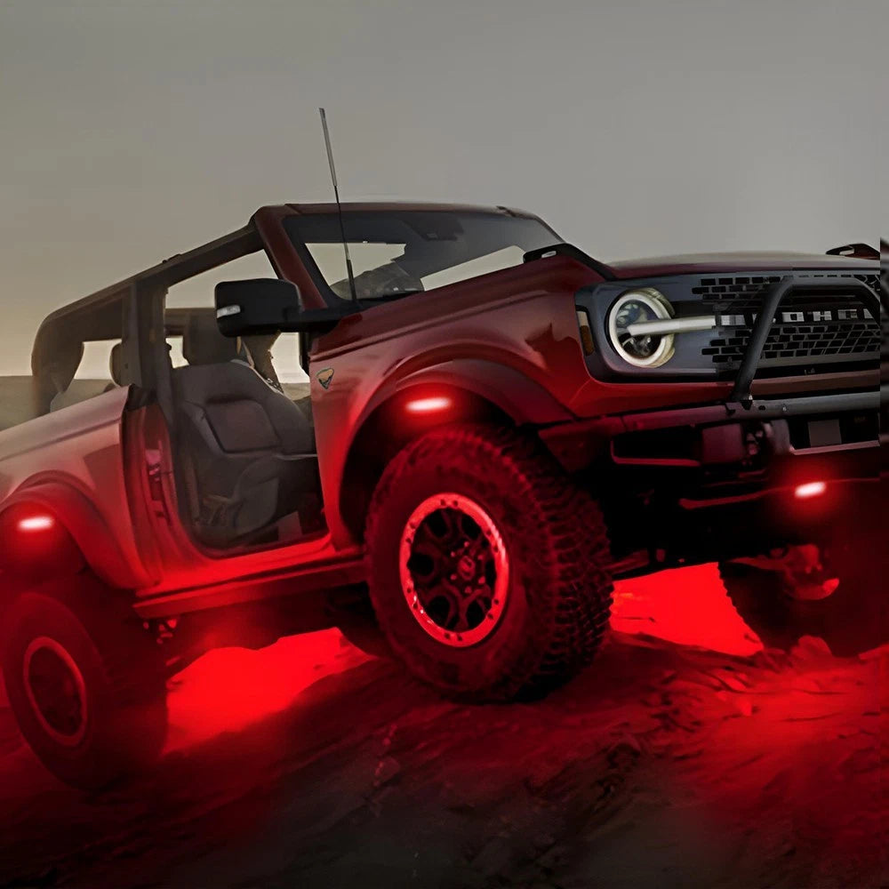 4 PCS Waterproof Underglow Underbody Lighting Kit Pure Red LED Rock Lights EOA 6B93BC-57