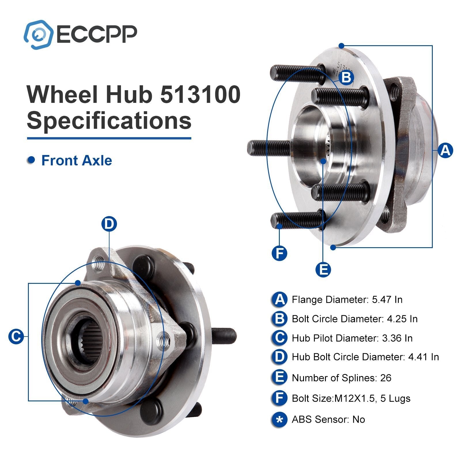 1Pc Front Wheel Hub Bearing For Ford Taurus Mercury Sable Lincoln Continental 6B93BC-57