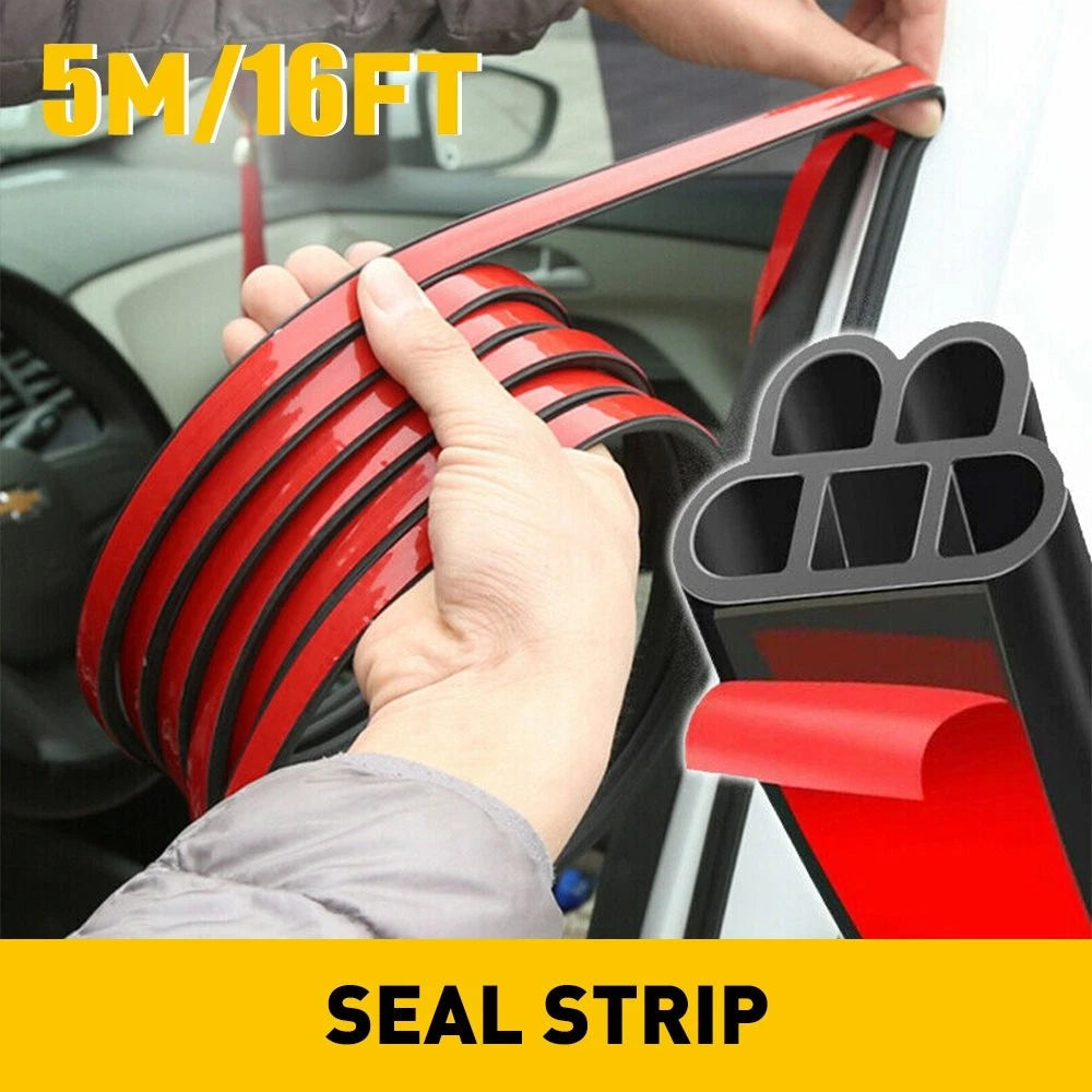 Universal Car Door Rubber Seal Weather Hollow Strip Weatherstrip 16FT 5M L-Shape 6B93BC-57