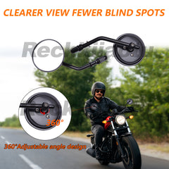 For Harley Softail Dyna Bobber Chopper Black Round Motorcycle Rear view Mirrors