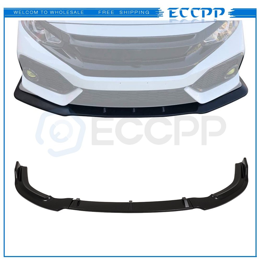 Front Bumper Lip For 2006-2011 Honda Civic Sedan -Gloss Black