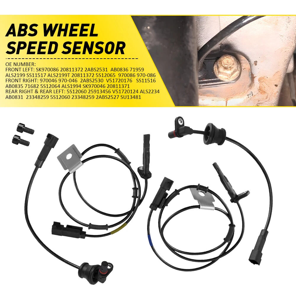 4x ABS Wheel Speed Sensor for Chevrolet Equinox GMC Terrain 2010-17 Front Rear A 6B93BC-57